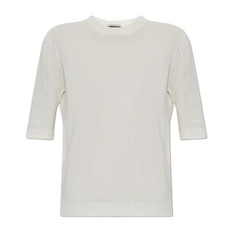 Fabiana Filippi Cashmere Top met korte mouwen - Dames - Cashmere truien - Beige - S - Kasjmier - Truien & Vesten