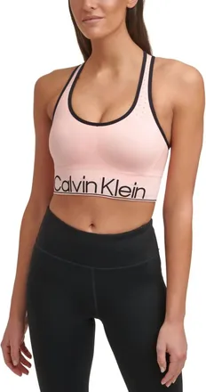 Calvin Klein Performance Mid-Impact Sports Bra In Peach Kiss