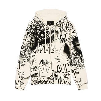 Cult of Individuality Cults Zip Novelty Hoody in Winter White