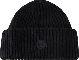 Yves Salomon Beanie Muts Met Logo - Dames - Hoeden - Zwart - ONE Size - Wol - Accessoires