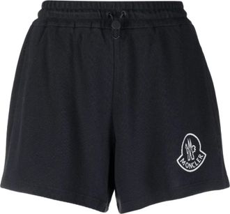 Moncler Marineblauwe katoenen shorts met trekkoord - Dames - Bermuda - Blauw - XS - Katoen - Korte Broeken