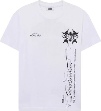 GCDS Geschiedenis Print T-shirt - Heren - T-shirts - Wit - XL - Katoen - Tops