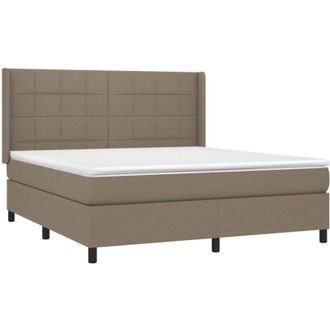 vidaXL Vidaxl - Cama Box Spring Colch&oacute;n Y Luces Led Tela Gris Taupe 160x200 Cm