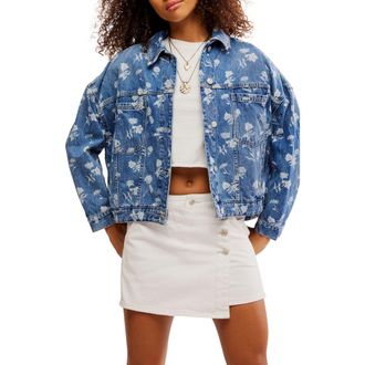Free People Opal Floral Swing Denim Jacket in Fallen Daisy at Nordstrom Rack, Size X-Large