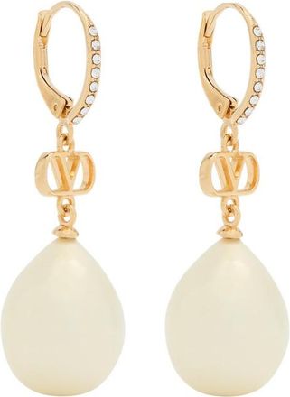 Valentino Vlogo Swarovski Crystal and Pearl Drop Earrings - One Size