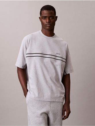 Calvin Klein Mens Stripe Relaxed T-Shirt - Grey - 2XL