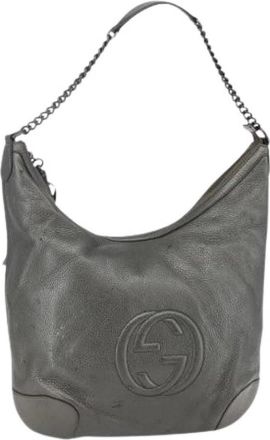 Gucci Pre-owned Leren Schoudertas - Dames - Vintage Schoudertas - Grijs - ONE Size - Leer - Vintage