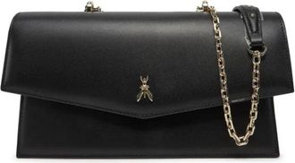 Patrizia Pepe Leren schoudertas met metalen vlieg - Dames - Schoudertassen - Zwart - ONE Size - Leer - Tassen