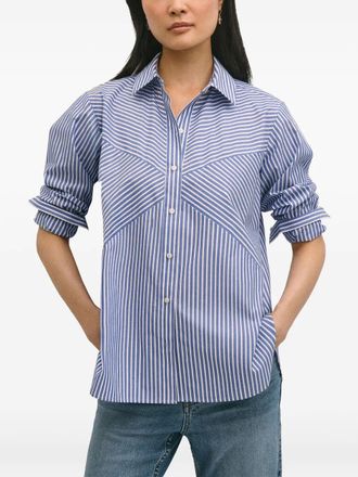 Brooks Brothers Gestreept blouse met puntige kraag - Blauw
