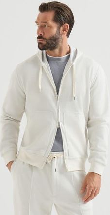 Brunello Cucinelli Cashmere and cotton French terry double cloth hooded sweatshirt with zipper in Off-White at Nordstrom, Size Xxx-Large