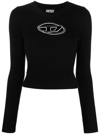 Diesel M-Areesa logo-embroidered jumper - women - Cashmere/Wool - L - Black