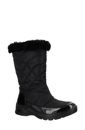Easy Street Cuddle Faux Fur Waterproof Boot in Black Nylon at Nordstrom Rack, Size 5.5