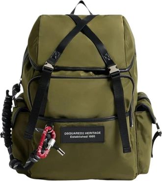 Dsquared2 Heritage Rugzak - Heren - Rugzakken - Groen - ONE Size - Polyester - Tassen