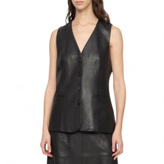 Sea New York Lucie Leather Vest In Black