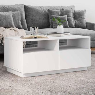 vidaXL Mesa De Centro Con Luces Led Blanco 90x49x40 Cm Vidaxl