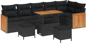 vidaXL Garden Sofa Set with Cushion 11 pcs Black Poly Rattan vidaXL