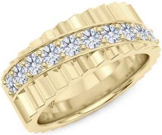 HauteCarat Diagonal Fluted Lab Grown Diamond Ring in 18K Yellow Gold at Nordstrom, Size 10.5