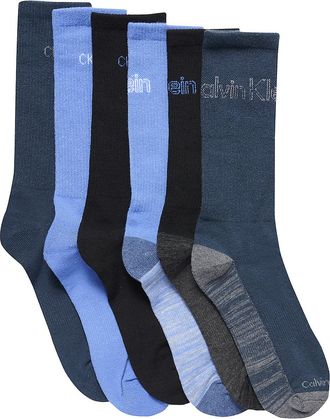 Calvin Klein Mens Cushion 6-Pack Crew Socks - Blue