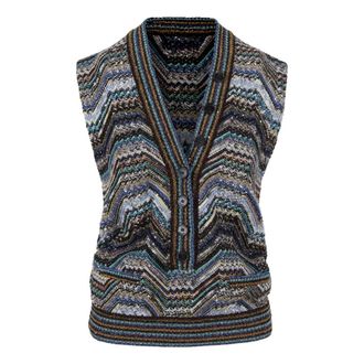 Missoni Zigzag Knit Vest - female - Missoni - V-neck Knitwear - Multicolor - 2XS - Knitwear