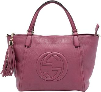 Gucci Pre-owned Handbags, female, Purple, Size: ONE SIZE Pre-owned Leather Tassel Satchel Bag