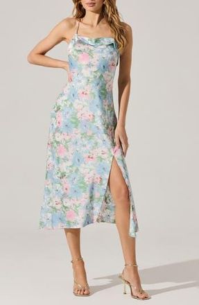 ASTR the Label Cowl Neck Slipdress in Blue Multi at Nordstrom Rack, Size X-Large