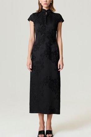 Nocturne Slit Detail Japanese-Inspired Maxi Dress in Black at Nordstrom, Size X-Small Eu