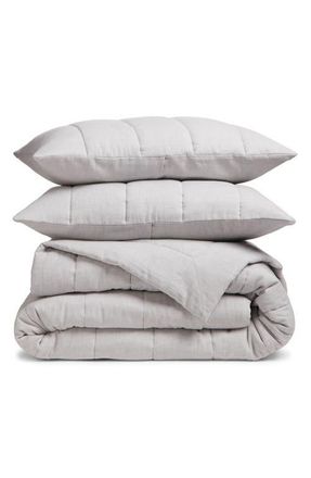 Nordstrom Organic Cotton M&eacute;lange Quilted Comforter & Shams Set in Grey Vapor Multi at Nordstrom, Size Queen