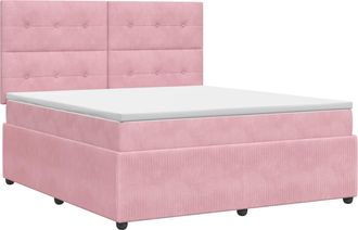 vidaXL Cama Box Spring Con Colch&oacute;n Rosa 140 X 190 Cm Terciopelo Vidaxl