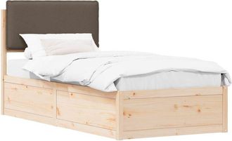 vidaXL Estructura De Cama Con Cabecera Tapizada Taup&eacute; 75 X 190 Cm Vidaxl
