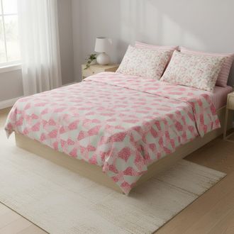 KASANOVA Completo letto matrimoniale cotone patchwork fiori corallo Taylor