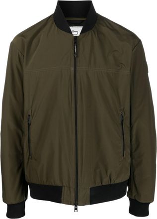 Woolrich logo-patch zip-up bomber jacket - men - Polyester/Polyester - S - Green