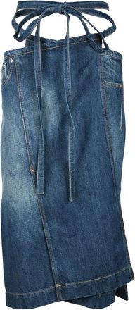 Sportmax Wrap-Around Blue Denim Midi Skirt