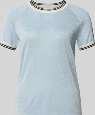 Jake*s Regular Fit T-Shirt aus Viskose-Mix in Strick-Optik in Bleu, Gr&ouml;&szlig;e XXL