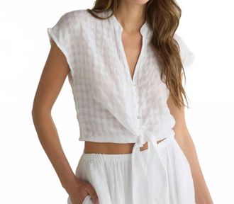 Bella Dahl Short Sleeve Tie Front Top In White