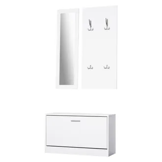 HOMCOM Homcom - Set 3 Pezzi Scarpiera Appendiabiti Specchio Da Ingresso Camera Da Letto