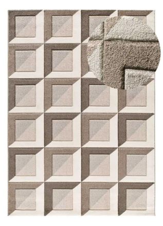 Atticgo Alfombra geom&eacute;trica marr&oacute;n/crema 140x200 cm