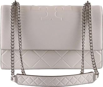 Tory Burch Fleming logo-embossed quilted shoulder bag - Grigio