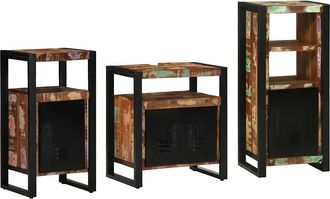 vidaXL Juego De Muebles De Ba&ntilde;o 3 Uds. Multicolor Y Negro Vidaxl