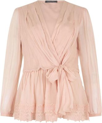 Alberta Ferretti Blouse met kant - Dames - Blouses - Roze - M - Overhemden