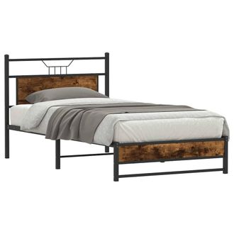 Berkfield Home Decorative Bed Frame without Mattress Smoked Oak 107x203 cm Engin in Brown