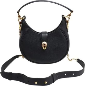 Bulgari Pre-owned Cross Body Bags, female, Black, Size: ONE SIZE Pre-owned Leather Cross Body Bag