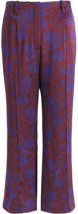 Dries Van Noten Paloma Embroidered Satin Cropped Trousers - Burgundy - 40 (UK12 / M)