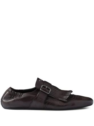 Prada fringed monk-strap loafers - men - Calf Leather/Calf Leather/Calf Leather - 10 - Brown