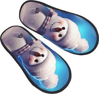 Generic Cotton Slippers Merry Christmas Snowman Soft Sliders Comfy Slippers For Home Big Kid Hotel L