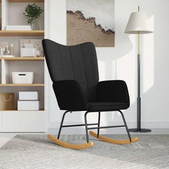 vidaXL Silla Mecedora De Tela Negra Vidaxl
