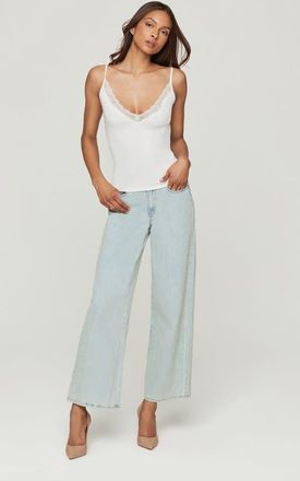 Generation Love Amos Lace Combo Cami Top in White at Nordstrom, Size Large