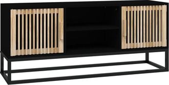vidaXL Vidaxl - Mueble De Tv Hierro Y Madera Contrachapada Negro 105x30x45 Cm