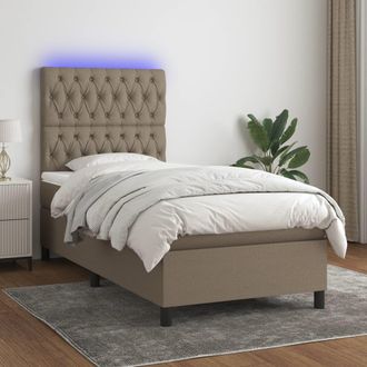 vidaXL Vidaxl - Cama Box Spring Colch&oacute;n Y Luces Led Gris Taupe 80x200 Cm