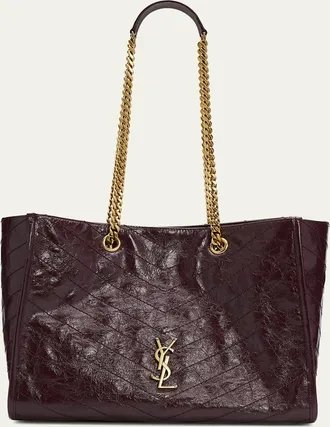 Saint Laurent Niki YSL Chevron Quilted Shopping Tote Bag