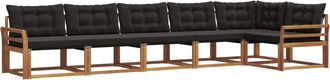 vidaXL Conjunto De Sof&aacute;s De Exterior 6 Uds. Natural Y Negro Vidaxl